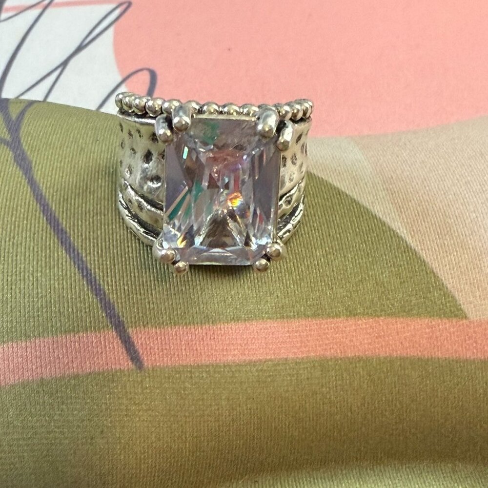 Boho Style Vintage Clear Stone Ring Size 6